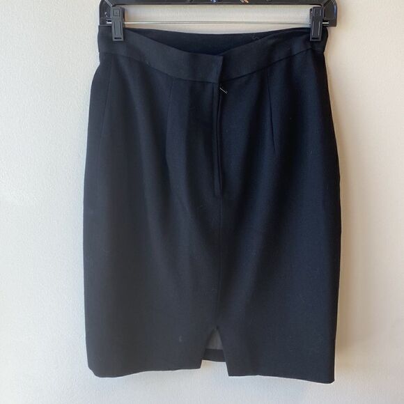 Pencil mini skirt black wool size 8 lined Julie & Leonard vintage - Picture 2 of 3